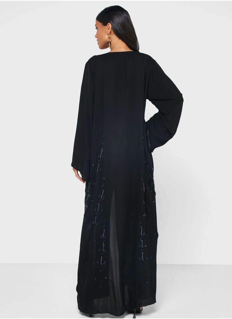 hayas closet - Embellished Front Open Abaya - Image 1