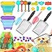 HUITEM Beach Sand Toys for KidsSand toys with 2 Collapsible Beach Bucket2 Beach Sifter ShovelSand Shovel SetSand Castle KitSea Animal MoldsDiving Gem Pool ToyMesh Bag Travel Toys for Toddler 310 - Image 3
