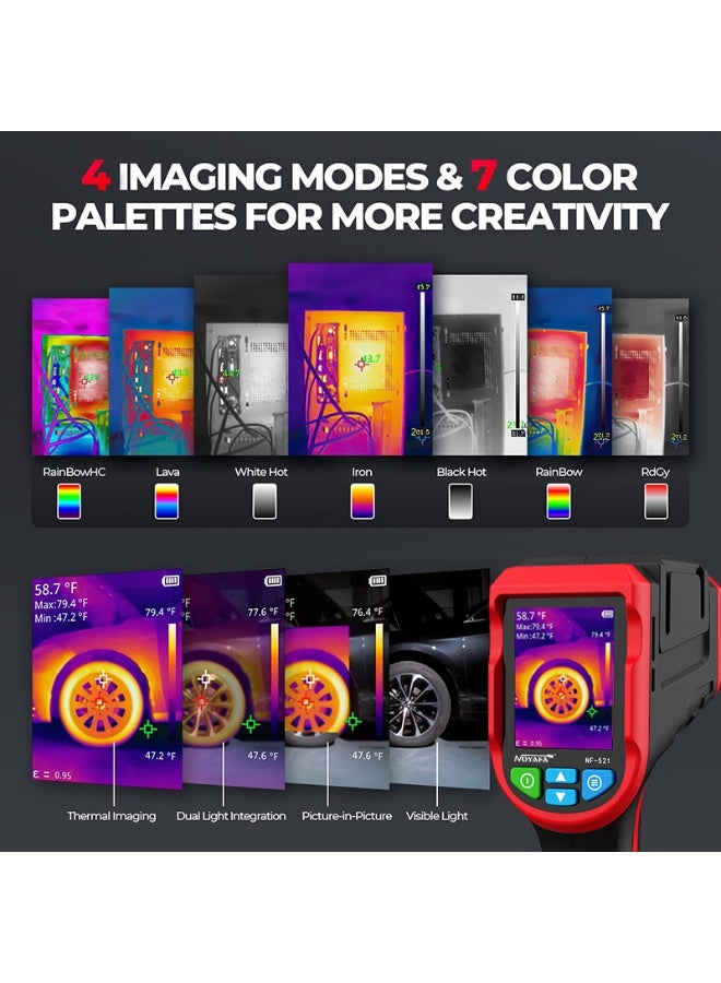NOYAFA NF-521 Infrared Thermal Imager Industrial Thermal Imaging High Resolution Pixel Handheld Temperature Imaging Imager, 2.4 Inch TFT LCD Display, 16GB Memory Card\USB, Exportable Data - Image 3