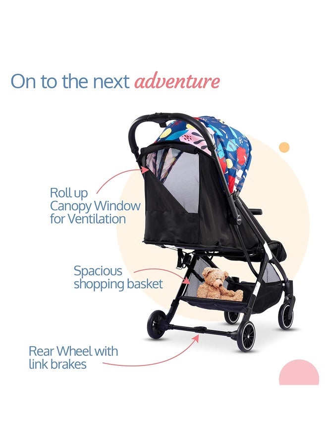 Luvlap Urbane Baby Stroller/Pram for baby with 5 point Safety Harness, Easy Fold, Air TravelFriendly Compact design, Multi-level seat recline, Lightweight stroller, 6 Months to 3 years(Multicolor Printed - Image 4