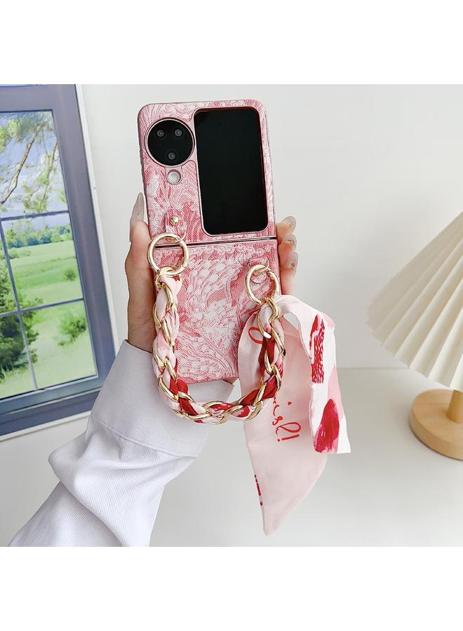 S-TOP Case For OPPO Find N3 Flip Embroidery Style DIY Full Coverage Phone Case with Scarf / Bracelet - Image 2