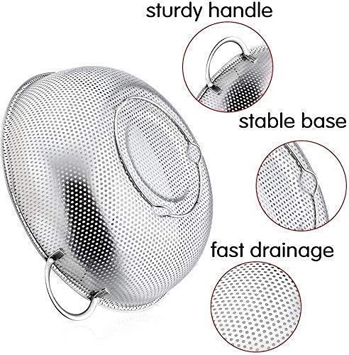 ATHA Multipurpose Stainless Steel Collander for Washing Rice Fruits Vegetables and Grains Food Strainer for Kitchen Silver - Image 3