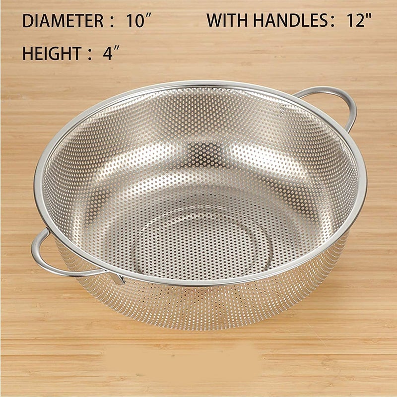ATHA Multipurpose Stainless Steel Collander for Washing Rice Fruits Vegetables and Grains Food Strainer for Kitchen Silver - Image 2