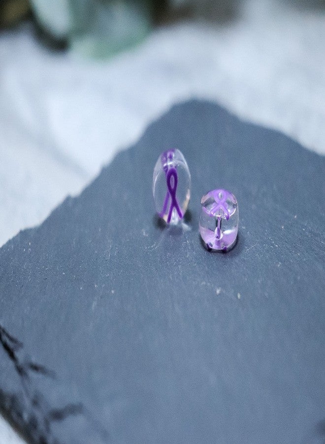 Linpeng Bulk Cancer Ribbon Beads, Awareness Beads for Jewelry Making, Gift for Beader, 10mm, Pack of 10 pcs (Purple) - Image 3