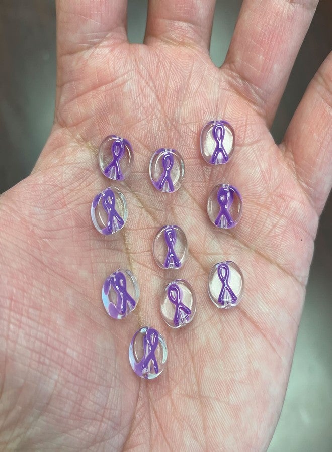 Linpeng Bulk Cancer Ribbon Beads, Awareness Beads for Jewelry Making, Gift for Beader, 10mm, Pack of 10 pcs (Purple) - Image 5