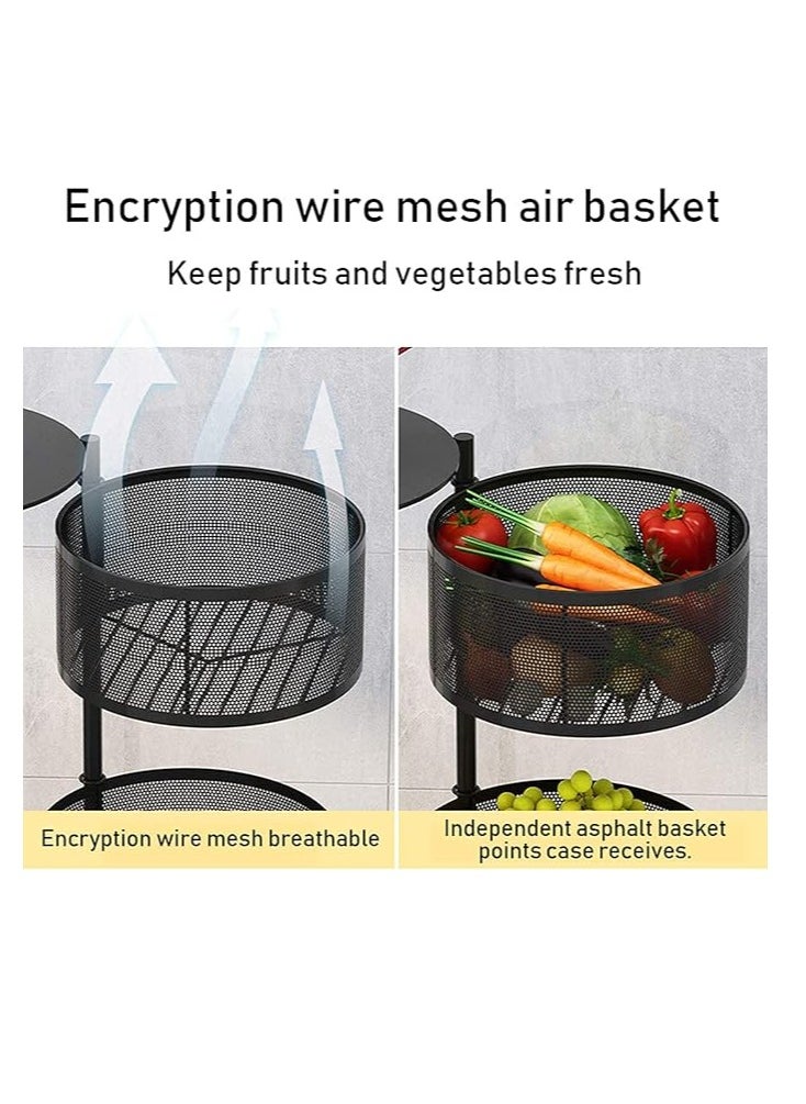 ARNOTEC - LIYING Multi-Layer Kitchen Storage Shelf, Round Steel Rotating with 4 Movable Wheels, Storage for Fruit and Vegetable Floor-Standing(5F Black) - Image 1