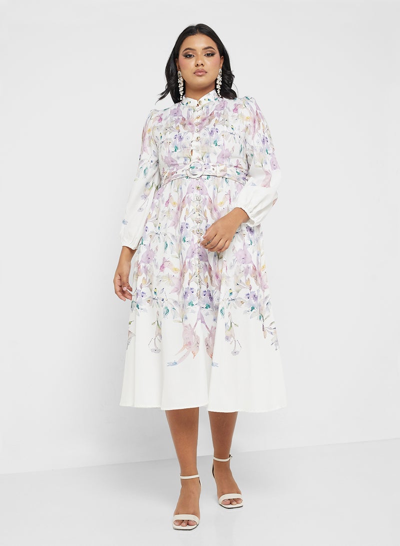 خزانة فستان ميدي بطبعة زهور - Image 4