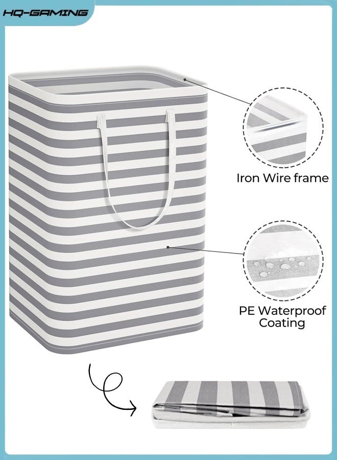 HQ-GAMING Laundry Hamper Large Collapsible Laundry Baskets, Freestanding Waterproof Clothes Hamper with Easy Carry Handles in Laundry Room Bedroom Bathroom College Dorm - Image 1