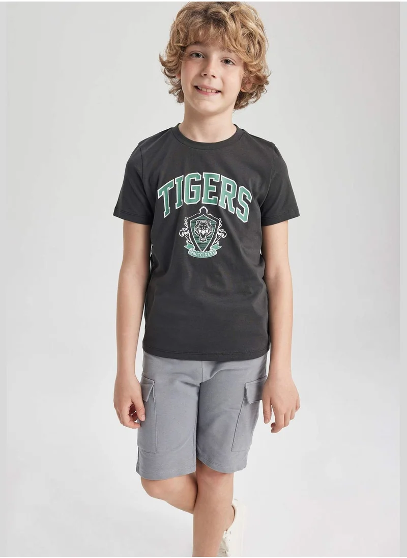 ديفاكتو Boy Crew Neck Knitted Short Sleeve T-Shirt