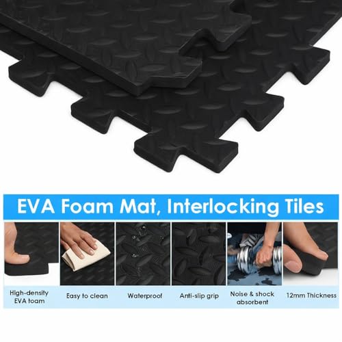 EASY HOME High Density EVA Foam Interlocking Puzzle Floor Mats – Shock Proof, Protective Gym & Home Workouts Tiles for Exercise (60×60 cm, 12 mm Thickness) - Image 5