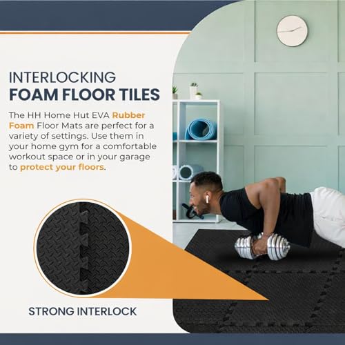 EASY HOME High Density EVA Foam Interlocking Puzzle Floor Mats – Shock Proof, Protective Gym & Home Workouts Tiles for Exercise (60×60 cm, 12 mm Thickness) - Image 2