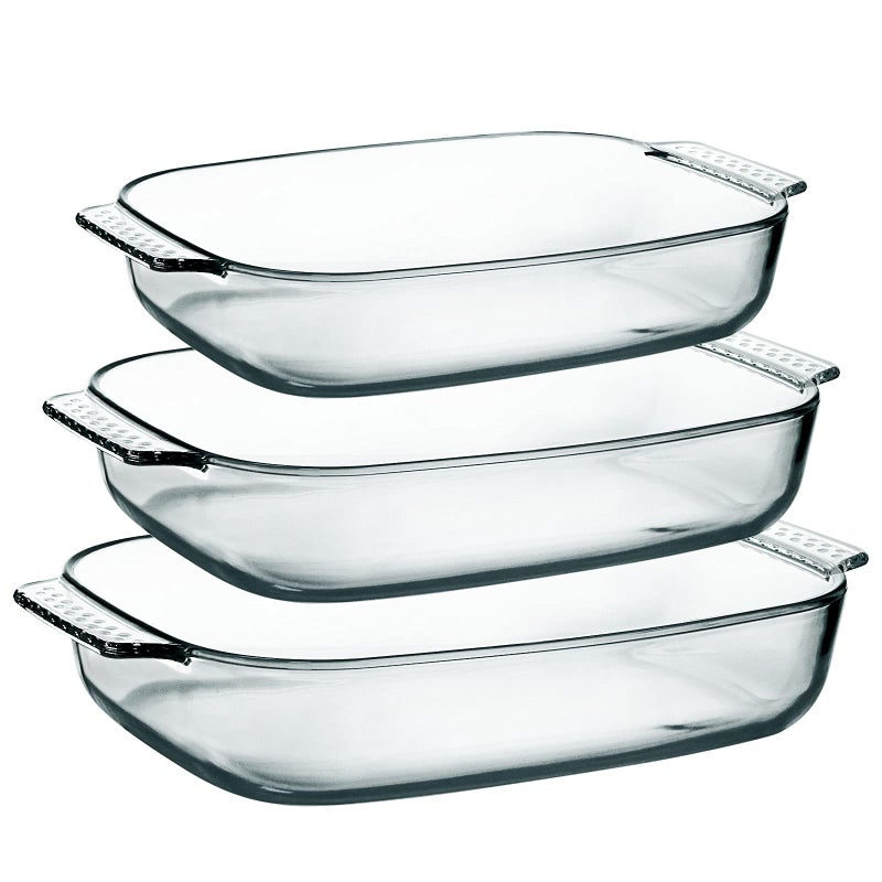 NUTRIUPS Large Glass Baking Dish Set, Easy Grab Oven Safe Glass Pan for Cooking 2 QT+2.7 QT+3.3 QT - Image 1