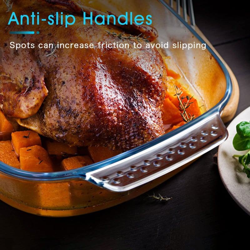 NUTRIUPS Large Glass Baking Dish Set, Easy Grab Oven Safe Glass Pan for Cooking 2 QT+2.7 QT+3.3 QT - Image 3