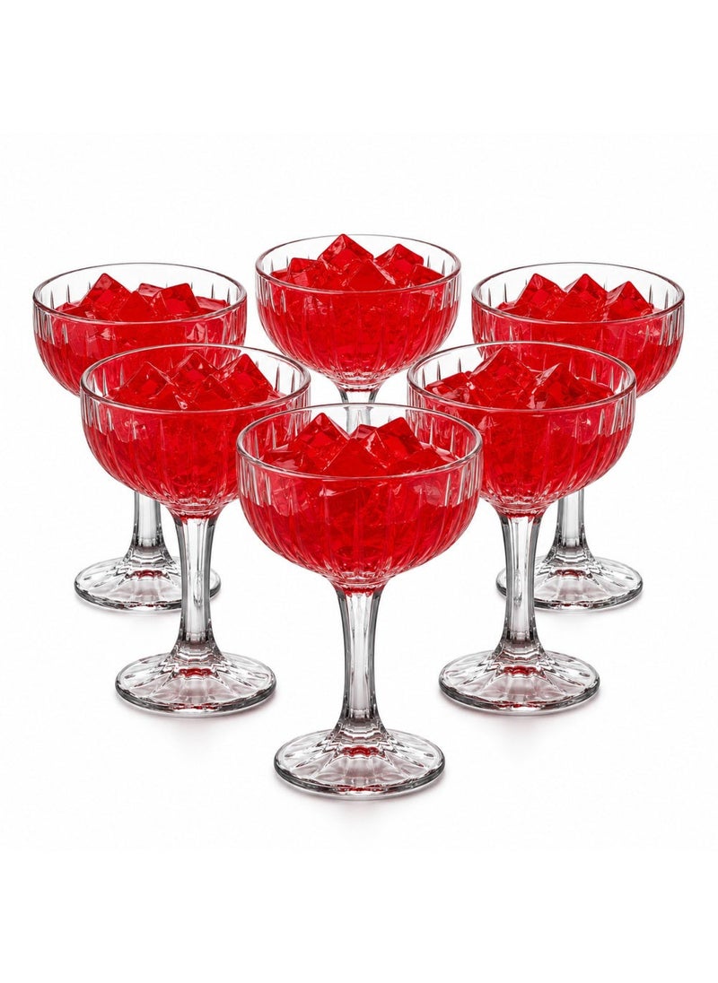 Blinkmax Set of 6 Ribbed Glass Jelly Cups, Classic Design with Elevated Base, for Desserts and Ice Cream, Perfect for Hosting - Transparent - Image 1