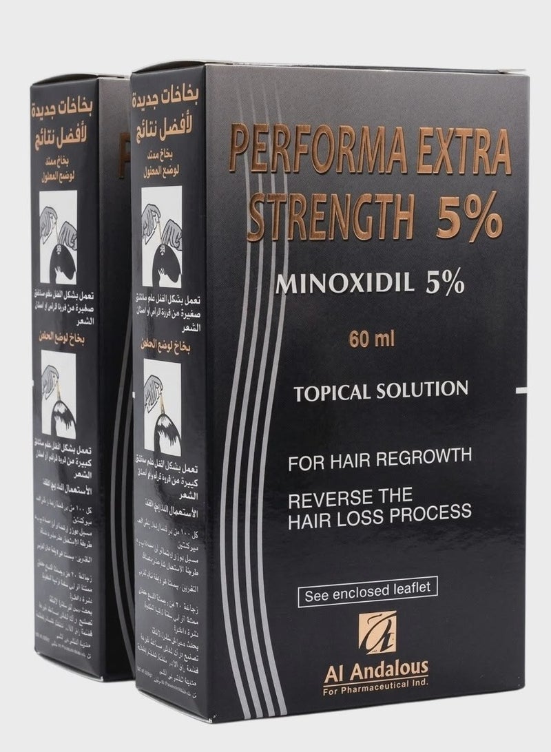 Performa Extra Strength Hair Regrowth Topical Solution 5% - 2 Pack (60ml Each) - Image 1