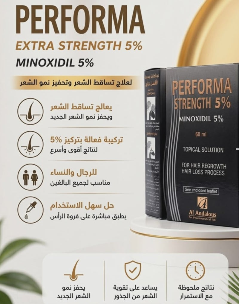 Performa Extra Strength Hair Regrowth Topical Solution 5% - 2 Pack (60ml Each) - Image 2