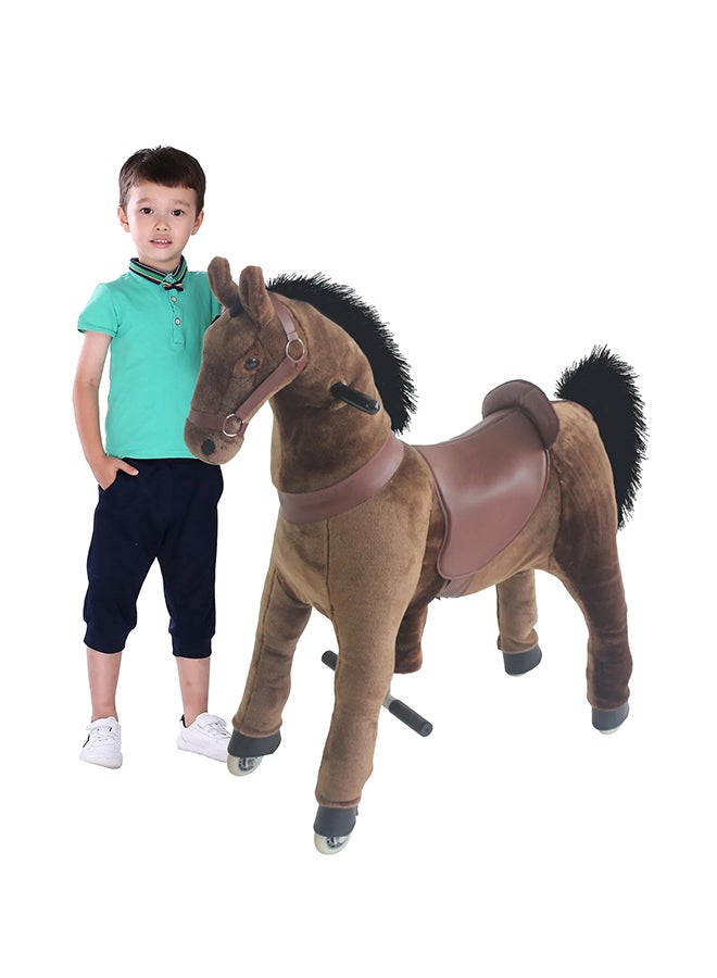 Dark Brown Horse Pony Rideamal Ride-On Cycle Toy For Kids – Mechanical Plush Ride-On With Handlebar Steering, No Battery, Indoor & Outdoor Use, Age 3+ - Image 3