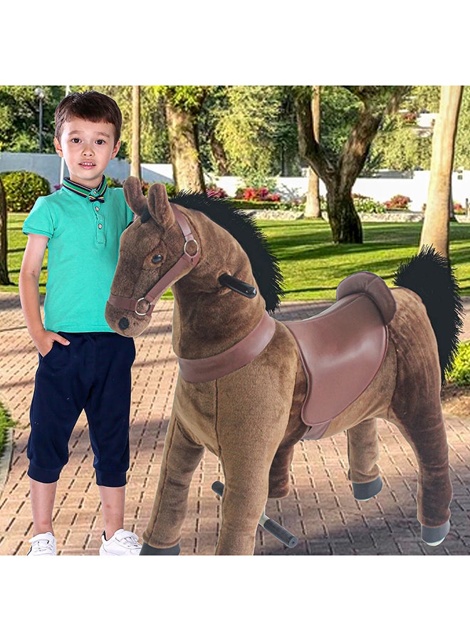 Dark Brown Horse Pony Rideamal Ride-On Cycle Toy For Kids – Mechanical Plush Ride-On With Handlebar Steering, No Battery, Indoor & Outdoor Use, Age 3+ - Image 4