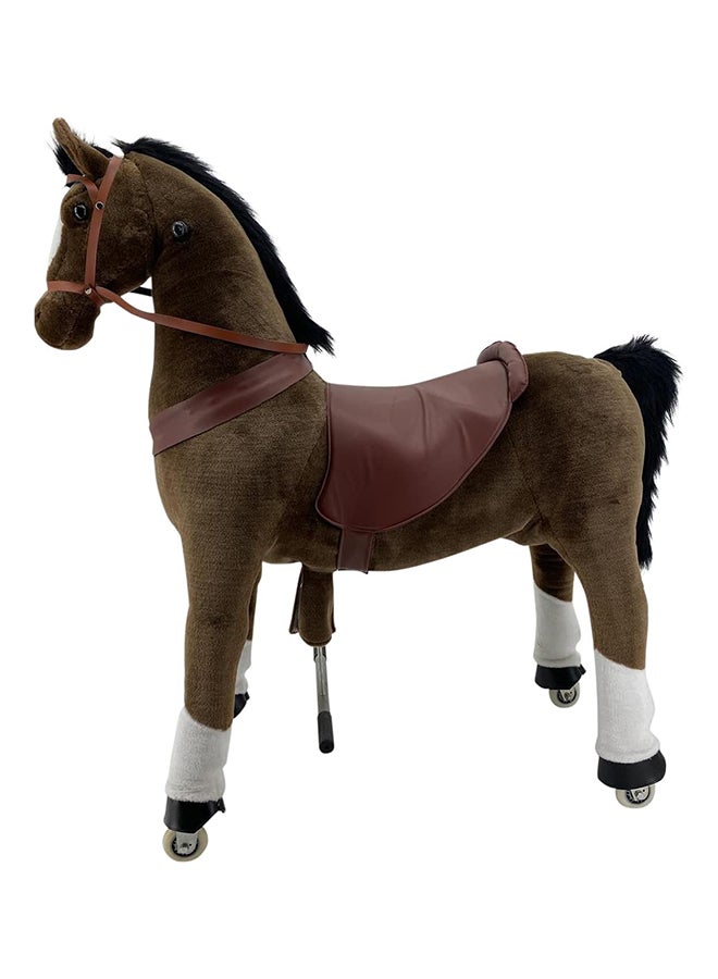 Dark Brown Horse Pony Rideamal Ride-On Cycle Toy For Kids – Mechanical Plush Ride-On With Handlebar Steering, No Battery, Indoor & Outdoor Use, Age 3+ - Image 2