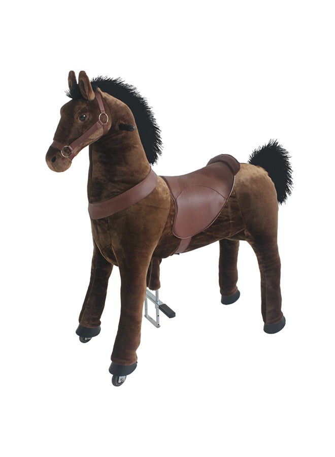 Dark Brown Horse Pony Rideamal Ride-On Cycle Toy For Kids – Mechanical Plush Ride-On With Handlebar Steering, No Battery, Indoor & Outdoor Use, Age 3+ - Image 1