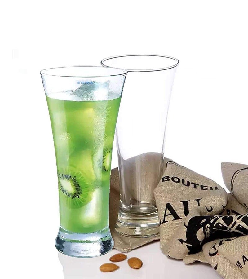 SYANKA Italian Premium Juice Glasses Set of 4, Transparent, 310ml, Pilsner Highball Glasses Heavy Base Tall Bar Glass - Drinking Glasses for Water, Juice, Beer, Wine, and Cocktails - Image 3