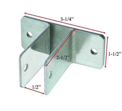 Harris Hardware 11569-B Two Ear Stamped Stainless Steel Wall Bracket with 1/2" Panel Thickness 2-1/2" Bracket Height 3-1/4" Base Length 1-1/2" Base Width - Image 2