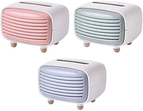 Stavae Retro Radio Model Tissue Box Facial Tissue Dispenser Box Napkin Organizer Vintage Paper Towel Cover Holder Paper Box Holder Desktop Decoration for Home Office Kitchen Bathroom Pink - Image 5