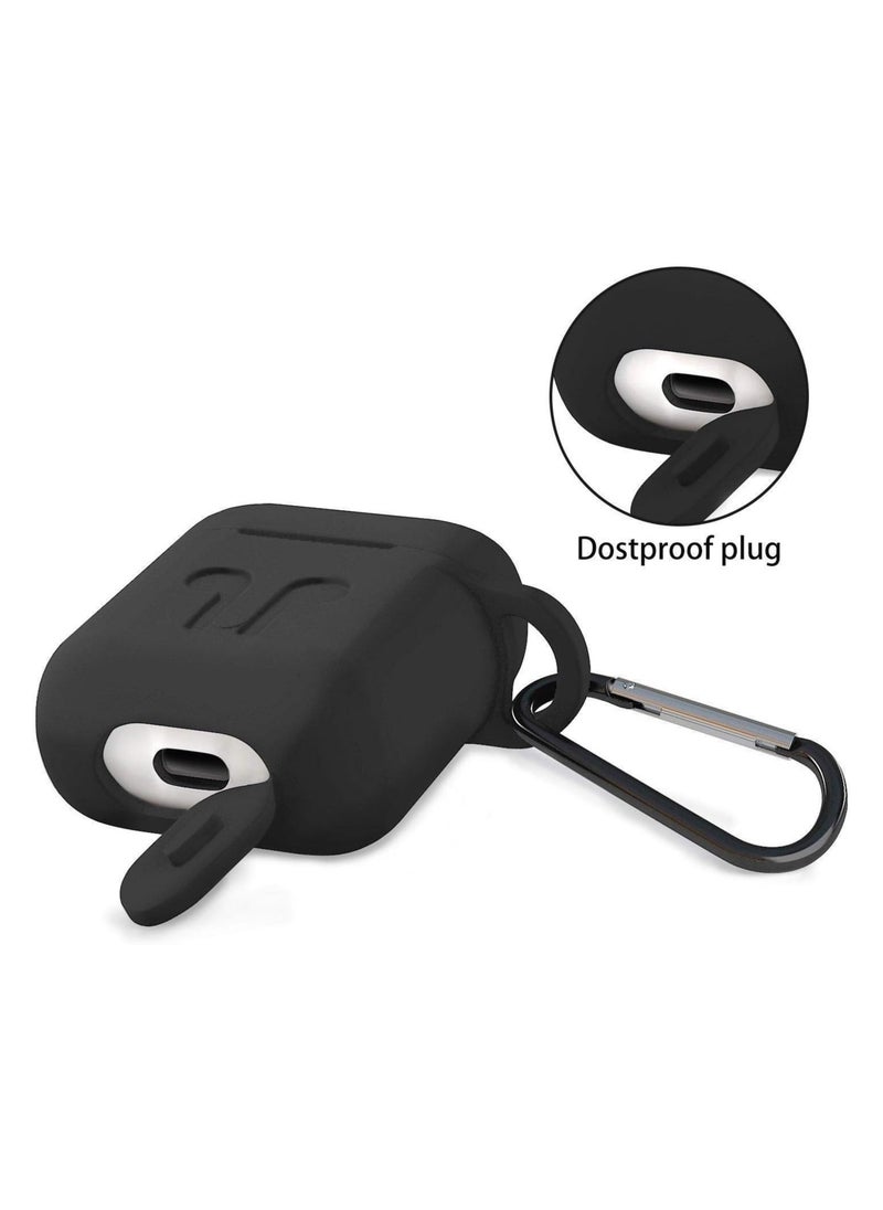 Generic - Protective Silicone Cover with Carabiner for Apple Airpods Accessories - Black - Image 1