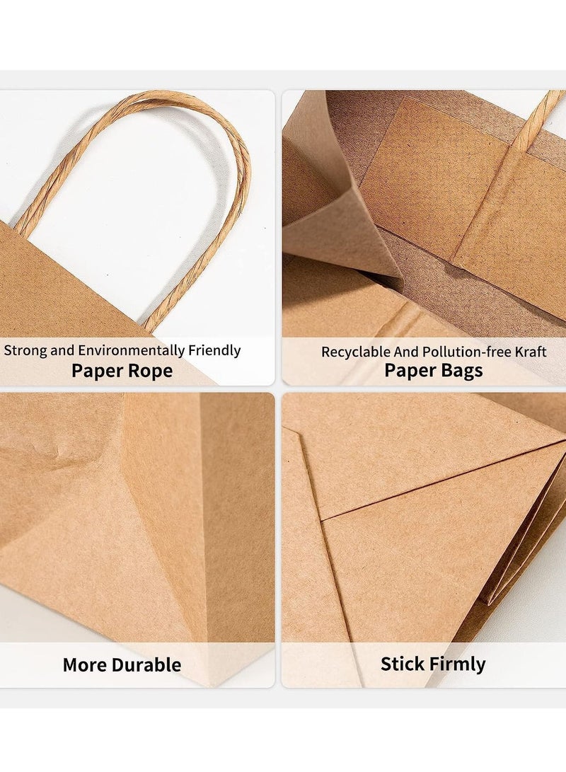 HomarKet 25 Pack Small Plain Natural Paper Gift Bags with Handles Bulk, Kraft Bags for Birthday Party Favors Grocery Retail Shopping Business Goody Craft Bags Cub 21x14x27cm - Image 4