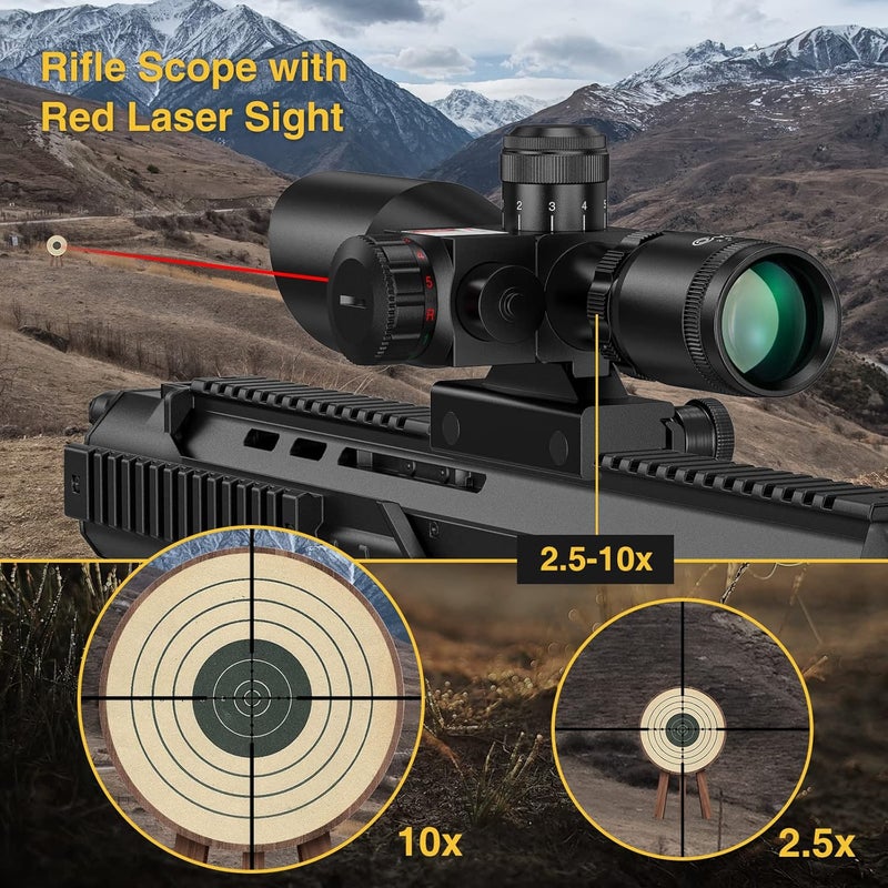 CVLIFE 2.5-10x40e Red & Green Illuminated Scope with 20mm Mount - Image 4