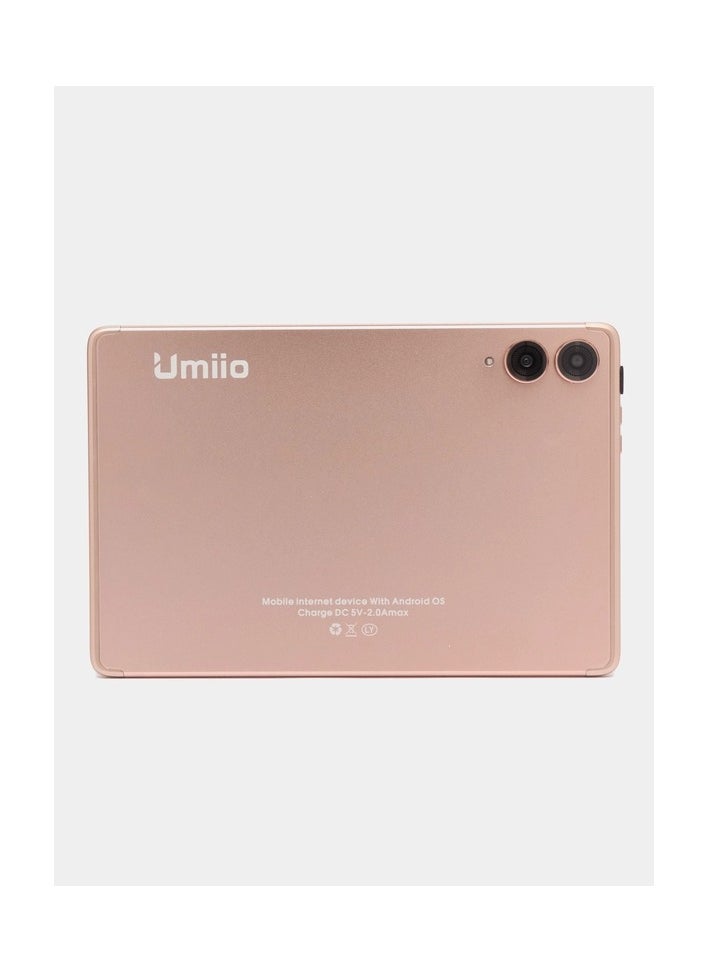 Umiio - Smart Tablet PC with Keyboard and Mouse 10.1-inch HD Screen 8GB RAM 256GB ROM Front and Rear Camera WiFi and Dual SIM Network Android Tab with Leather Cover-Gold - Image 1
