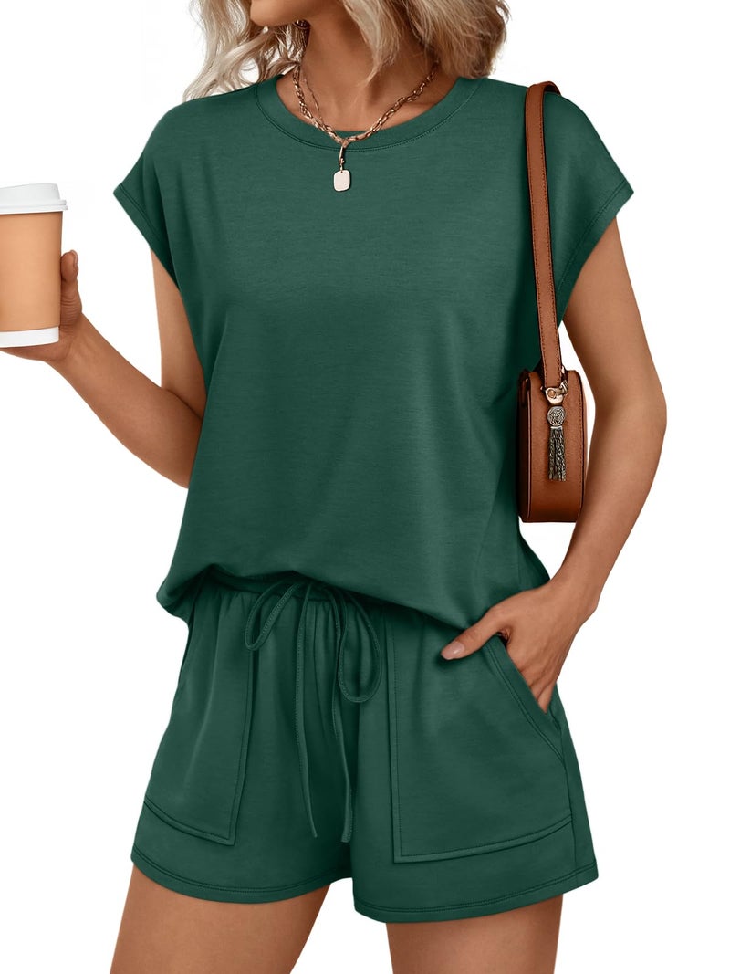 AUTOMET Womens Lounge Two 2 piece Sets Summer Spring Cruise Outfits 2026 Matching Beach Vacation Clothes Travel Sweatsuits Sweat Casual Romper Shorts Fashion Trendy Clothing Loungewear - Image 1