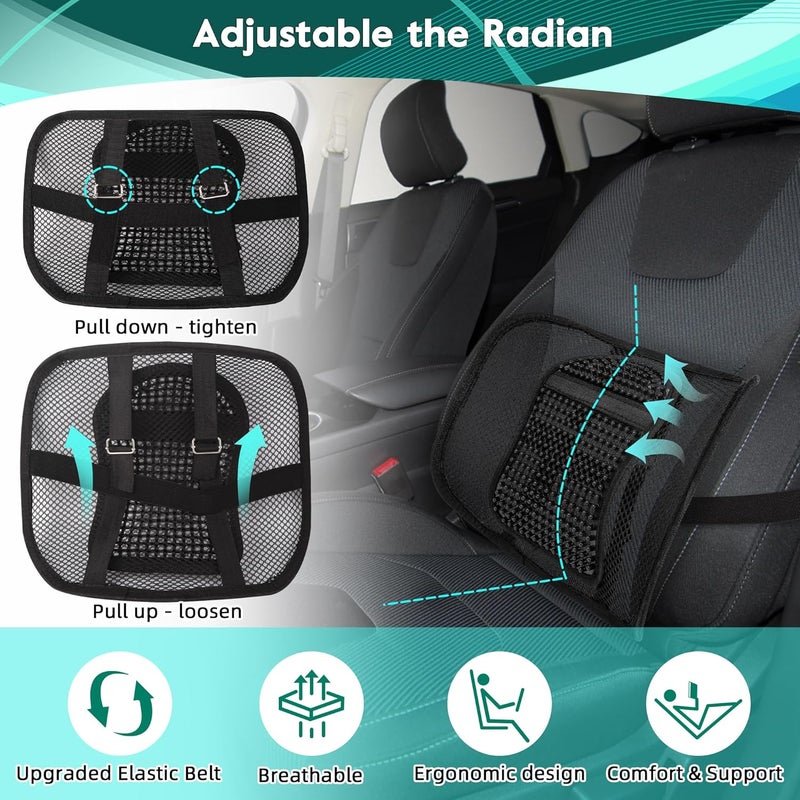 Samyoung 2 Pack Mesh Back Lumbar Support, Back Support Seat Cushion with Breathable Mesh for Office Chairs Car 12” x 16” - Image 2