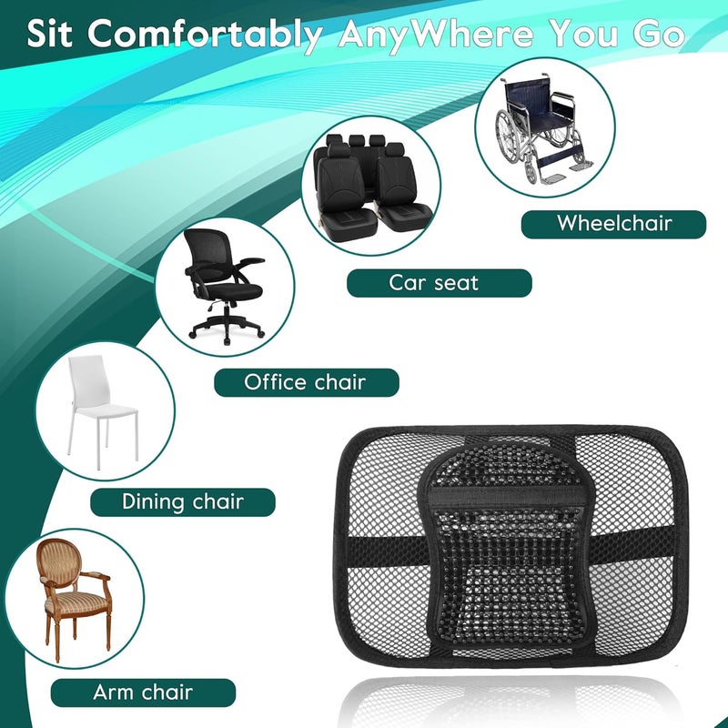 Samyoung 2 Pack Mesh Back Lumbar Support, Back Support Seat Cushion with Breathable Mesh for Office Chairs Car 12” x 16” - Image 4