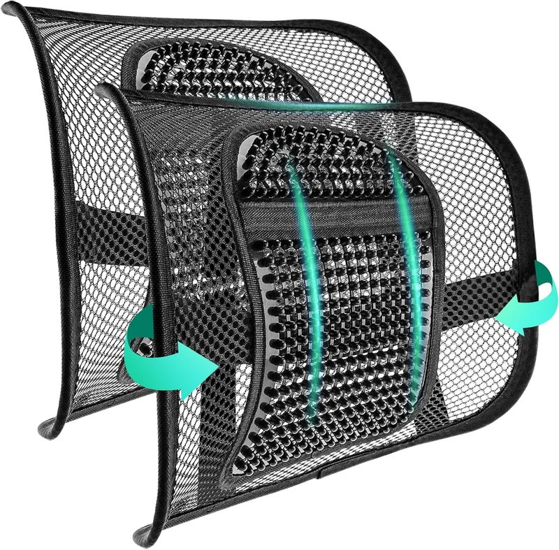 Samyoung 2 Pack Mesh Back Lumbar Support, Back Support Seat Cushion with Breathable Mesh for Office Chairs Car 12” x 16” - Image 1