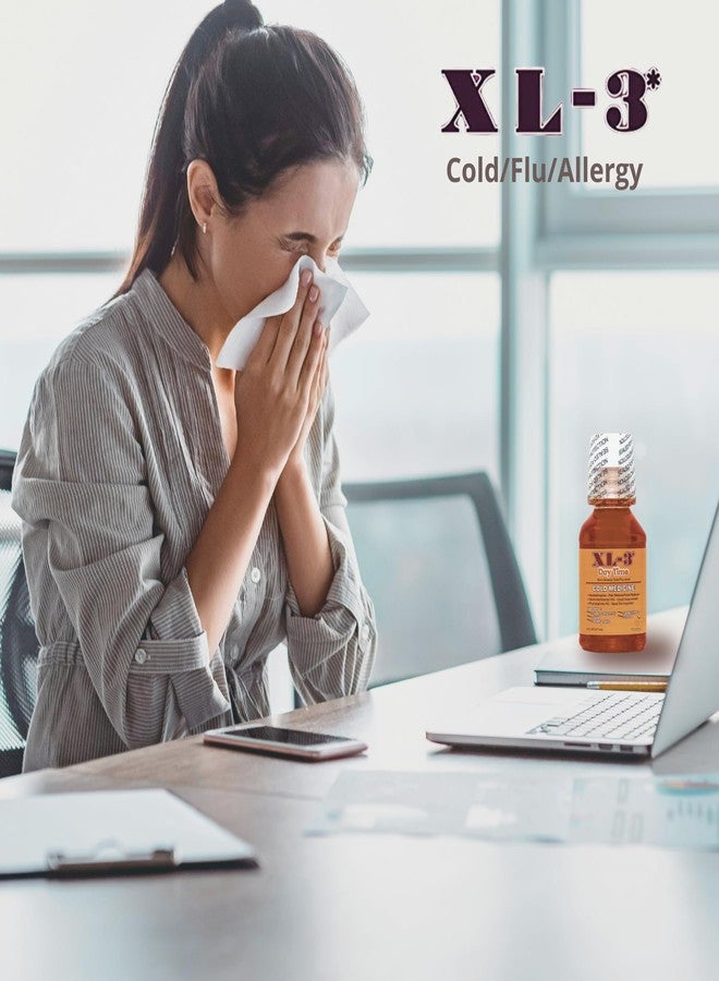 XL-3 Day Time, Non-Drowsy, Temporary Relieves Cold and Flu Symptoms, Orange Flavor, 6 FL Oz, Bottle. - Image 3