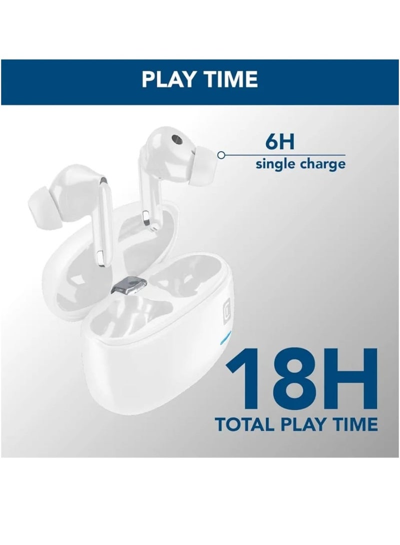 سيلولار لاين 1. سماعات الأذن CELLULARLINE ECLIPSE بخاصية إلغاء الضوضاء النشطة (ANC) تعمل هذه السماعات على تقليل الضوضاء في الخلفية، مما يسمح بتجربة استماع أكثر وضوحًا وغامرة (أبيض) - Image 4