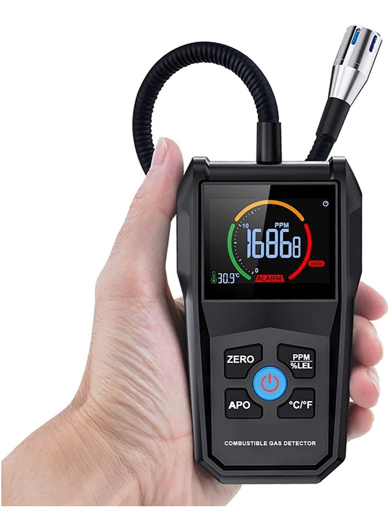 Gas Leak Detector, Propane Flammable Gas Sniffer Combustible Gas Leak Detector with Color LCD Display, Temperature Measure, Flexible Probe Locates Natural Gas Methane Propane Ethanol - Image 1