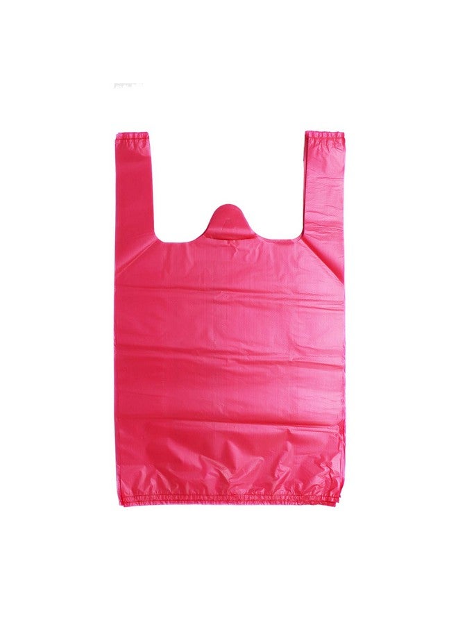 LazyMe LazyMe T-Shirt Carry-Out Bags, Bolsas De Plastico Para Negocio, Plastic Grocery Bags Rose Sturdy Handled Merchandise Bags, Standard Supermarket Size, 12 x 20 Inches (Rose Red, 100 Pcs) - Image 1