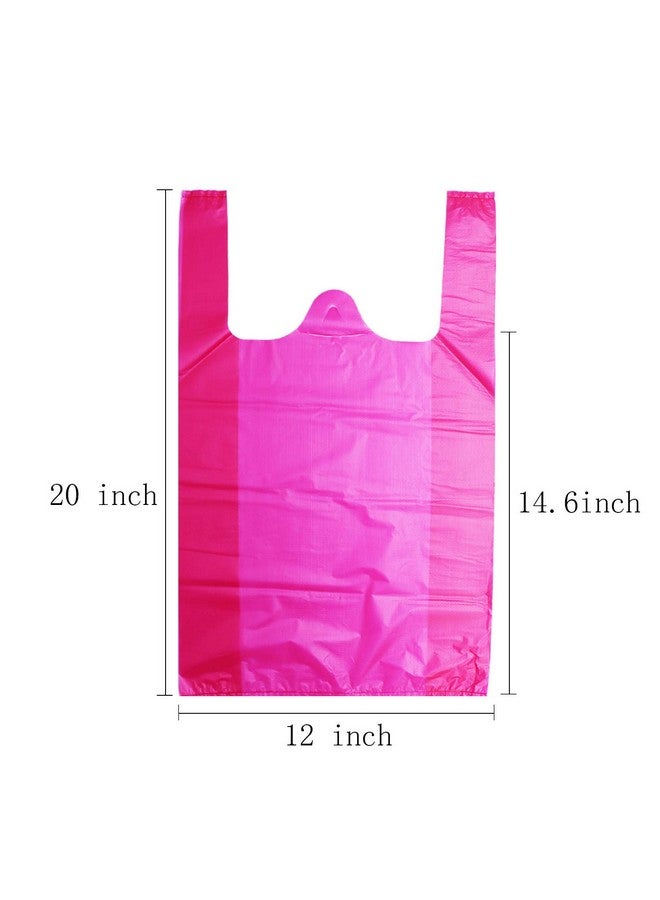 LazyMe LazyMe T-Shirt Carry-Out Bags, Bolsas De Plastico Para Negocio, Plastic Grocery Bags Rose Sturdy Handled Merchandise Bags, Standard Supermarket Size, 12 x 20 Inches (Rose Red, 100 Pcs) - Image 2