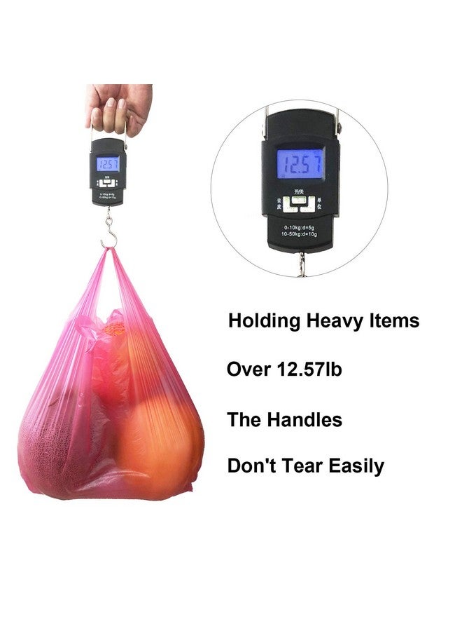 LazyMe LazyMe T-Shirt Carry-Out Bags, Bolsas De Plastico Para Negocio, Plastic Grocery Bags Rose Sturdy Handled Merchandise Bags, Standard Supermarket Size, 12 x 20 Inches (Rose Red, 100 Pcs) - Image 4