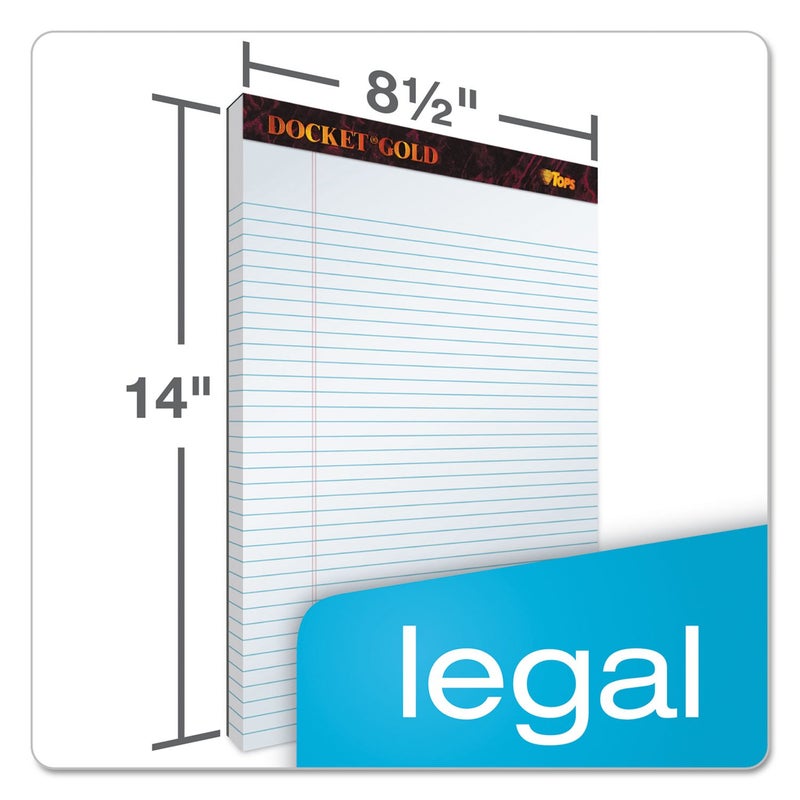 TOPS Docket Gold Writing Pads, 8-1/2" x 14", Legal Rule, White Paper, 50 Sheets, 12 Pack (63990) - Image 2