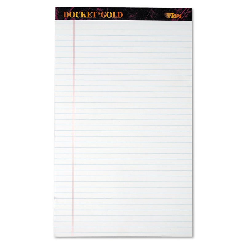 TOPS Docket Gold Writing Pads, 8-1/2" x 14", Legal Rule, White Paper, 50 Sheets, 12 Pack (63990) - Image 1