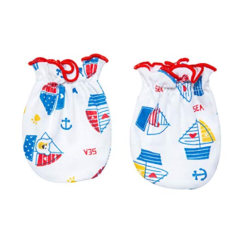 Mee Mee Soft Cotton Baby Cap, Mittens & Booties Set (Blue) (Pink) - Image 3