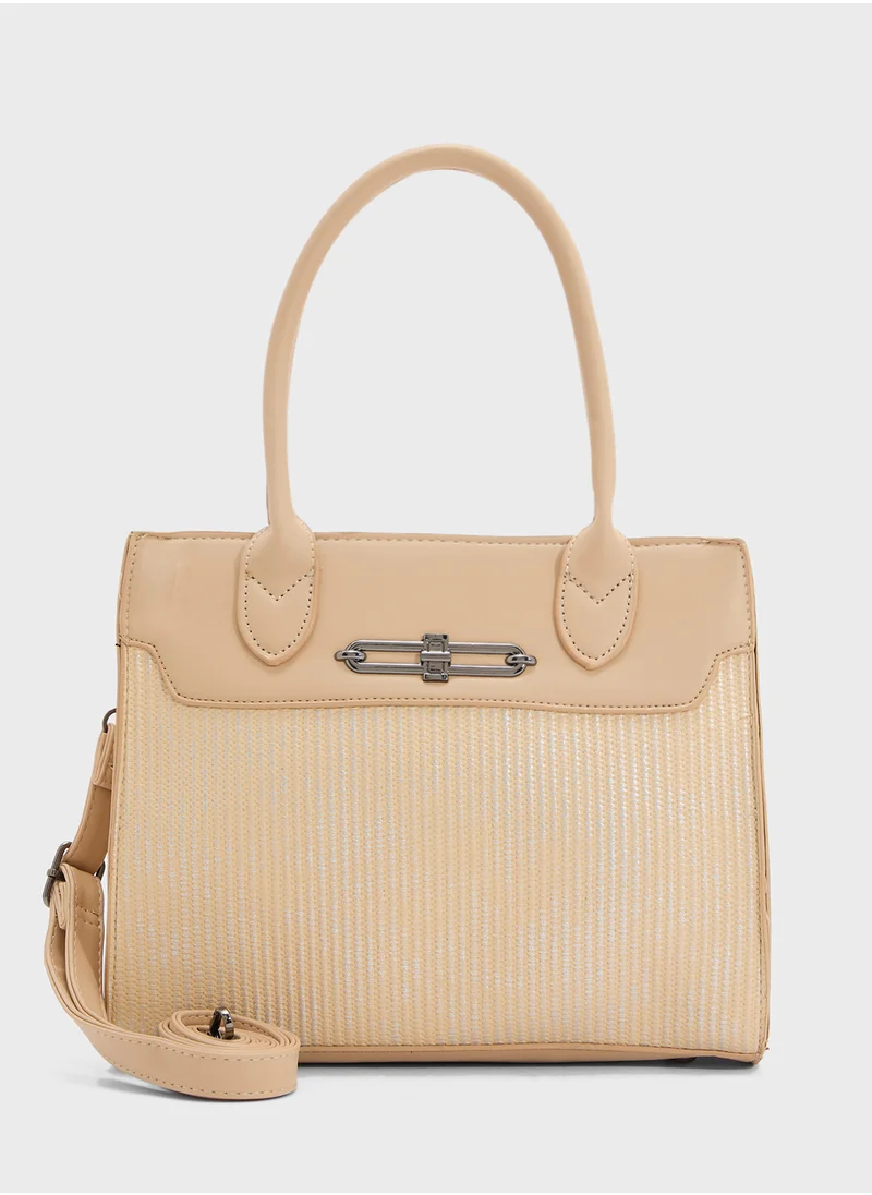 ايلا Womens Satchel With Fabric Contrast
