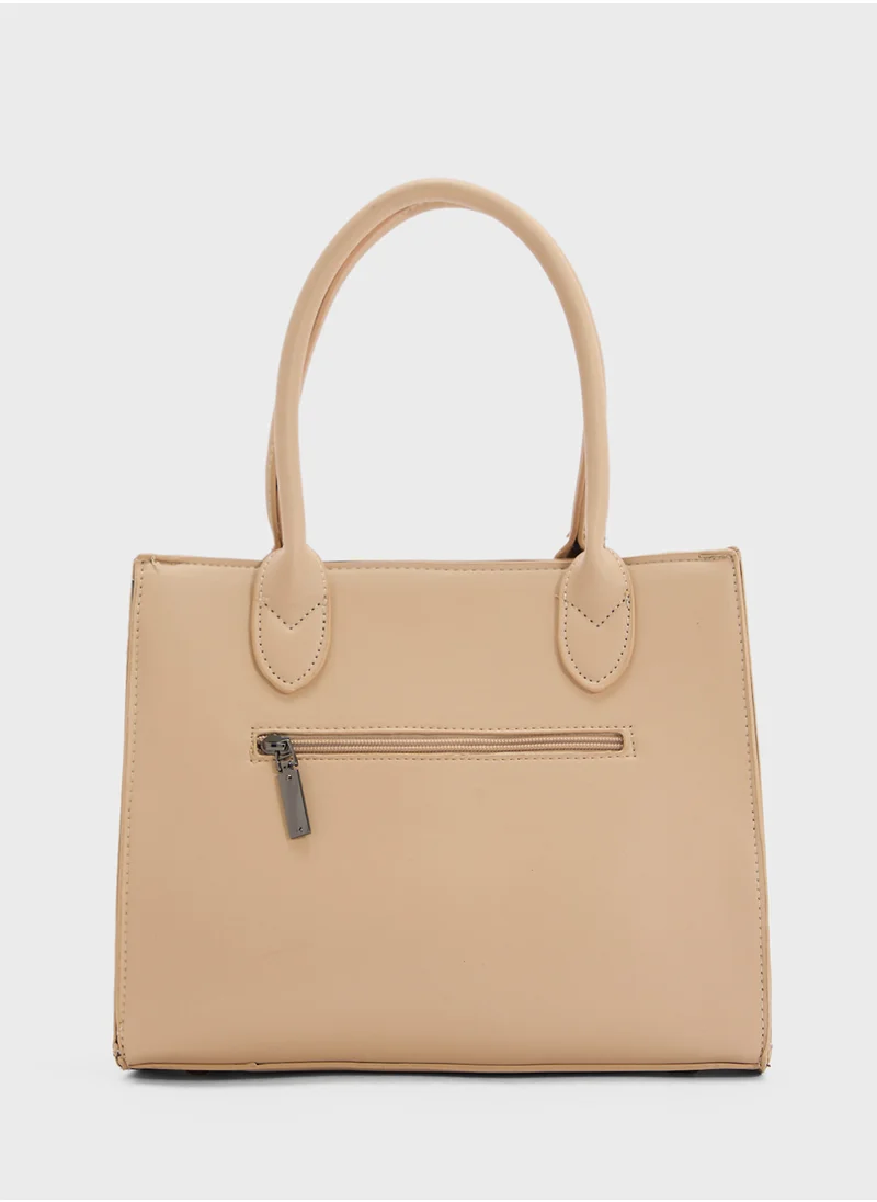 ايلا Womens Satchel With Fabric Contrast