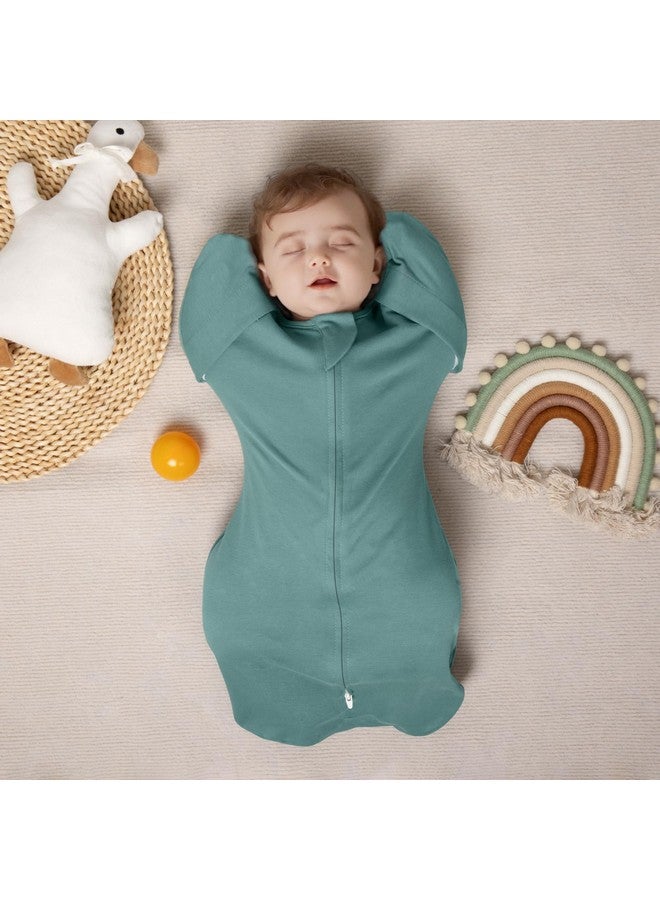 MEXXI Swaddle Baby Sleep Sack With Arms Up, 2 Pack Baby Transitional Swaddle with Double Zipper,100% Organic Cotton Swaddles for Newborns 0.5 TOG (Brown+Sage Green, 3-6 Months) - Image 5
