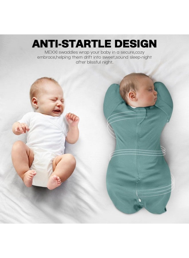 MEXXI Swaddle Baby Sleep Sack With Arms Up, 2 Pack Baby Transitional Swaddle with Double Zipper,100% Organic Cotton Swaddles for Newborns 0.5 TOG (Brown+Sage Green, 3-6 Months) - Image 4