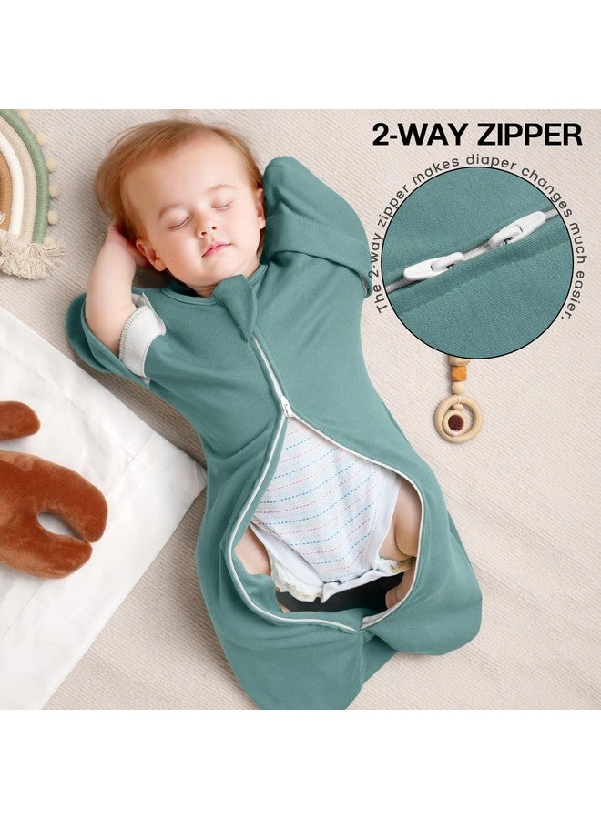 MEXXI Swaddle Baby Sleep Sack With Arms Up, 2 Pack Baby Transitional Swaddle with Double Zipper,100% Organic Cotton Swaddles for Newborns 0.5 TOG (Brown+Sage Green, 3-6 Months) - Image 3