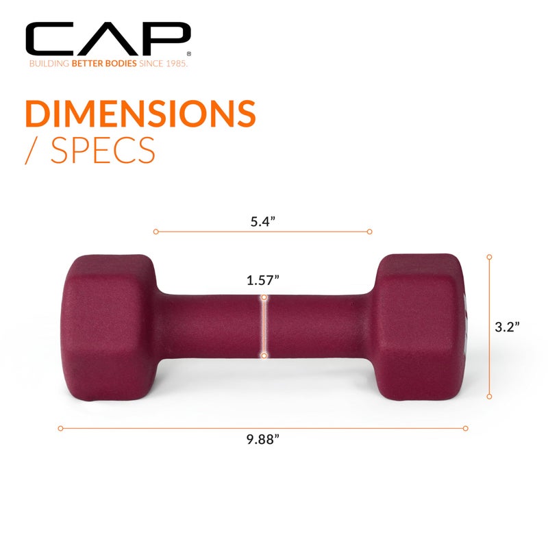 CAP Barbell Neoprene Dumbbell Weights, 10 lb Pair, Crimson - Image 3